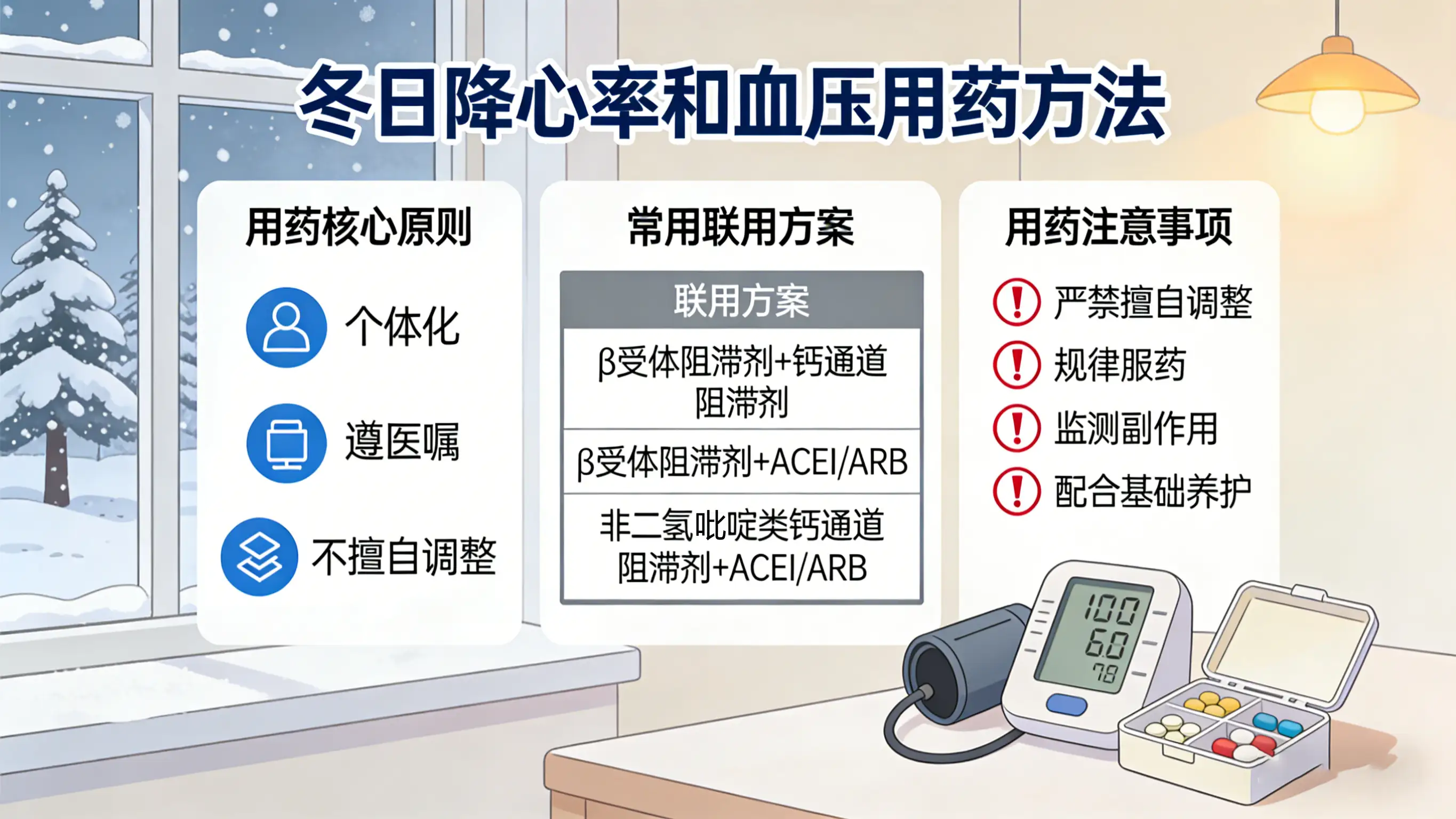 冬日高血压患者：药物联用稳心率、控血压指南